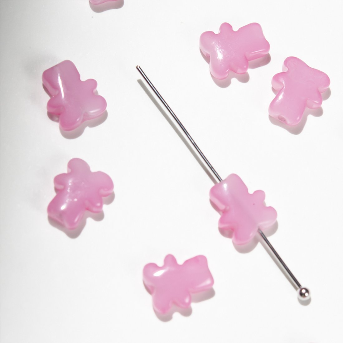 Бусины в форме нежно-розовых мишек, 9*8мм, акрил