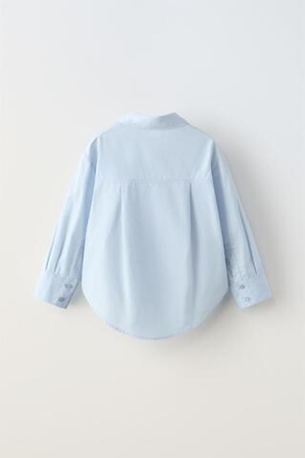 ZARA РУБАШКА ИЗ ПОПЛИНА, ГОЛУБОЙ