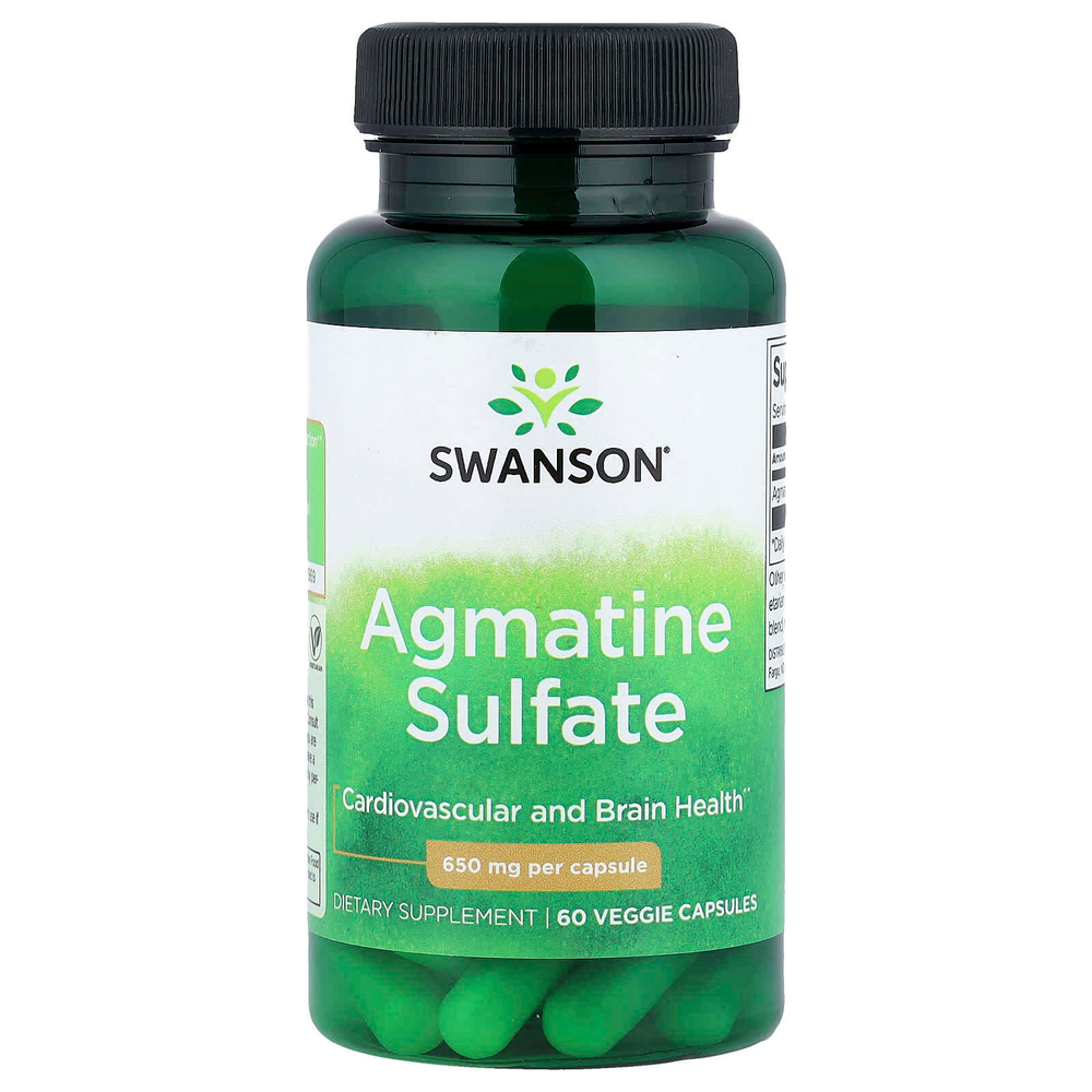 Swanson, Агматин сульфат, 650 мг, 60 растительных капсул