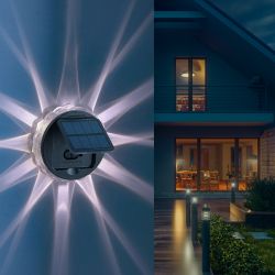 Светильник уличный ЭРА ERAFS012-08 на солнечной батарее настенный Звезда 1 LED 7*7*2 см | Садовые фасадные светильники