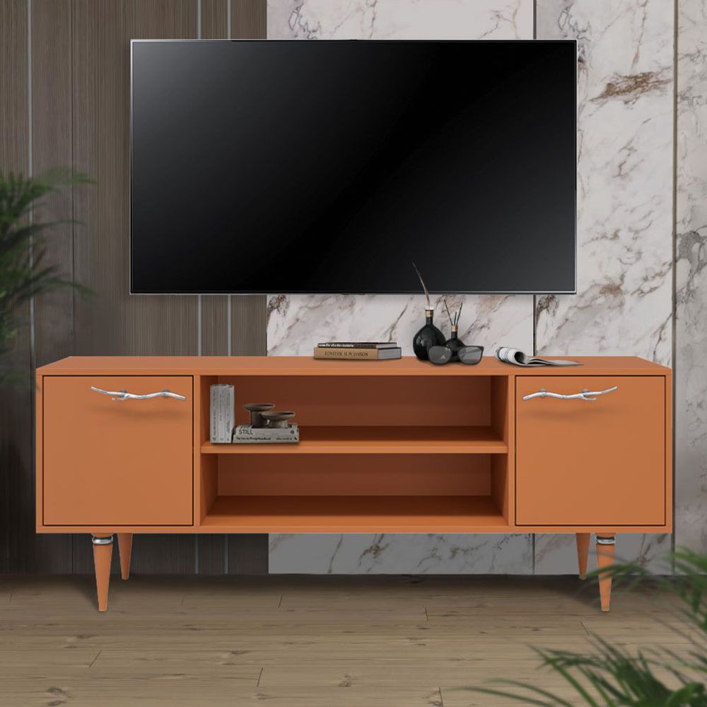 Тумба под ТВ Арт Колор matte 155см Классик Сильвер Томленый оранжевый матовый