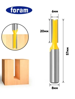 Набор фрез по дереву, 7шт, FORAM, Фреза по дереву, пазовая прямая