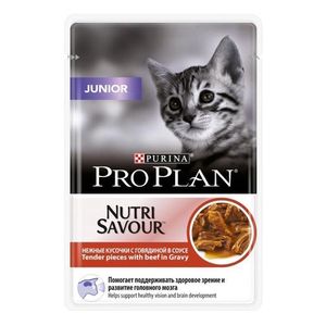 Влажный корм для котят Pro Plan кусочки в соусе с говядиной, 85гр