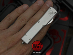 Нож Microtech UTX-70 A+++ HELLHOUND H/E GRAY - серый апокалиптик клинок, серая рукоять