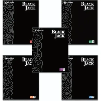 Тетрадь 96л. А5 клетка Brauberg «БЛЭК ДЖЭК» выборочный лак обложка картон АССОРТИ (7)