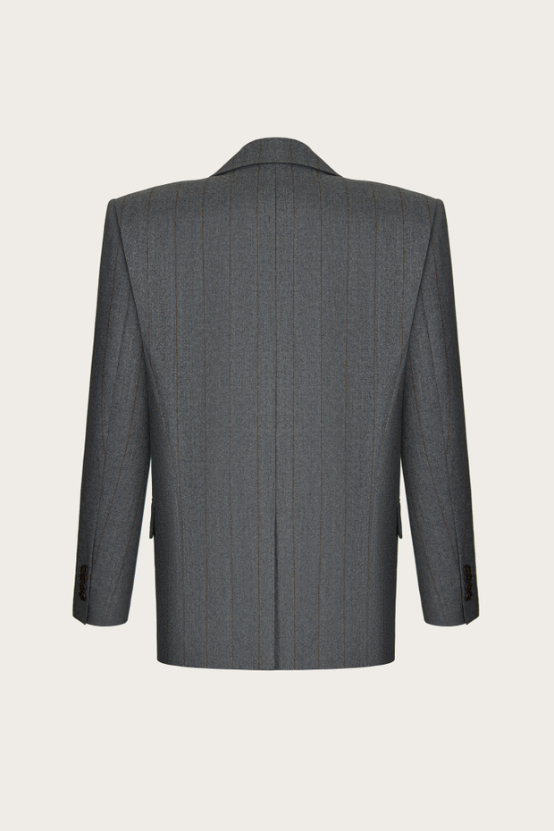 ЖАКЕТ ИЗ СЕРОЙ ШЕРСТИ С КАШЕМИРОМ