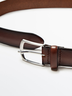 Massimo Dutti Плетеный ремень из кожи, коричневый