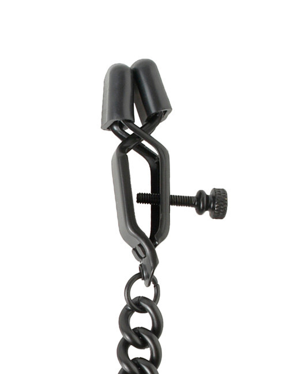 Черные регулируемые зажимы для сосков с цепью Heavy-Duty Barrel Clamps (Цвет: черный)