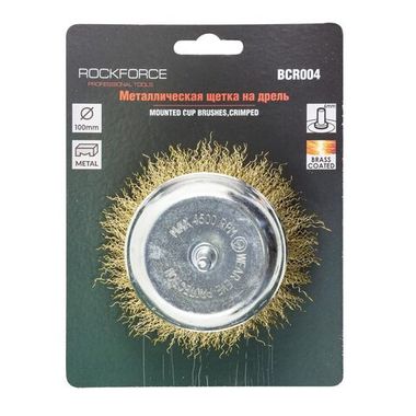 Кордщетка чашеобразная с хвостовиком для дрели 100мм RockForce##Rock FORCE RF-BCR004