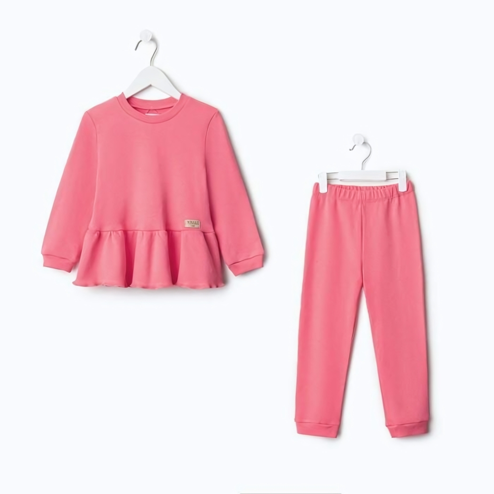 Костюм для девочек (джемпер, брюки) MINAKU, коралловый, р.116