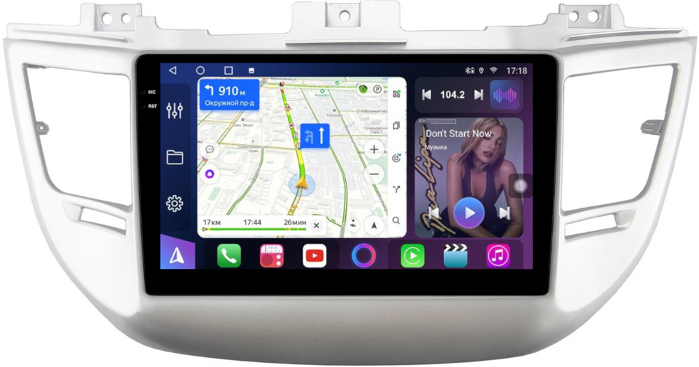 Магнитола для Hyundai Tucson 3 2015-2018 (штатная КЗВ, рамка серебро) - FarCar 546M монитор 9.5" QLED на Android 14, TS18, CarPlay, 4G SIM-слот