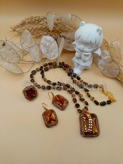 Этнический набор из натуральных камней с камнем - "Султанит"