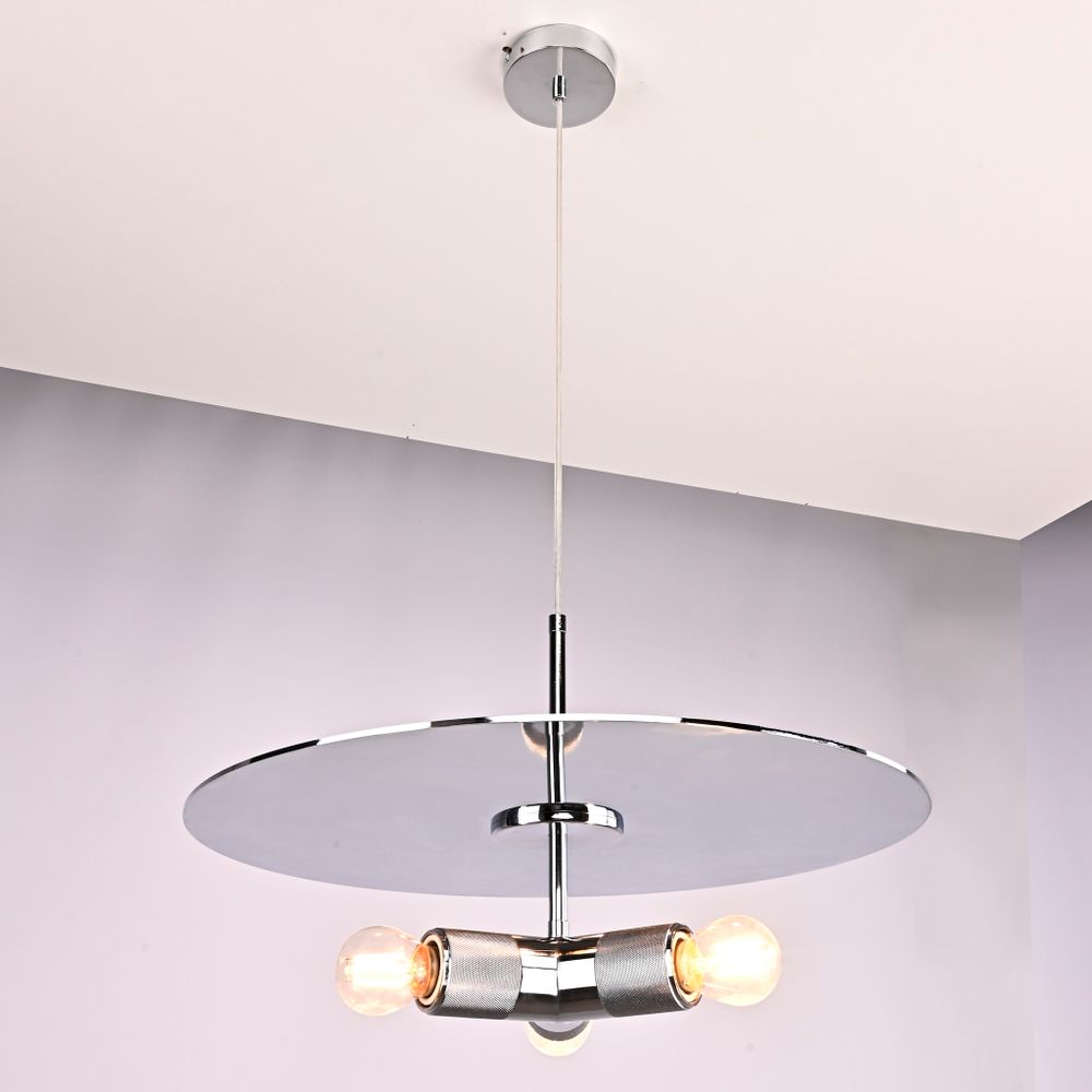 Люстра Rh Utilitaire Disk Triple Pendant Silver By Imperiumloft