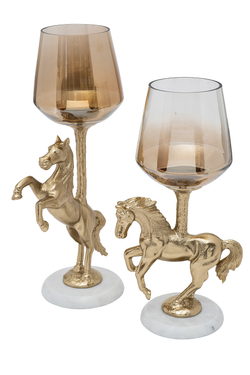 Подсвечник декоративный 38.5см Garda Decor Horse позолоченный алюминий
