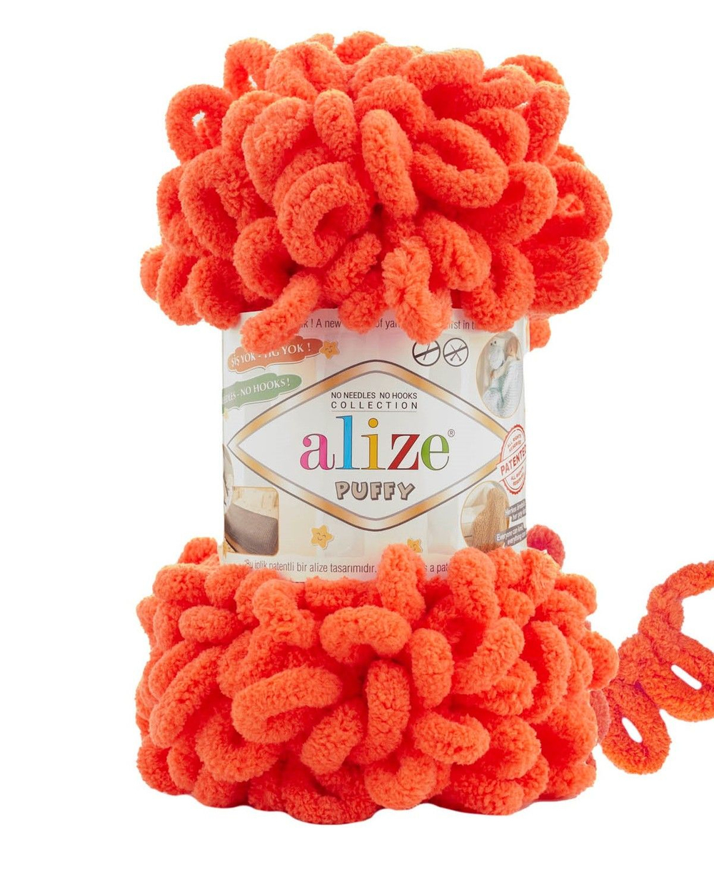 Пуффи (Puffy) пряжа Alize 100%микрополиэстер 5х100г/9,2 м 421 морковный