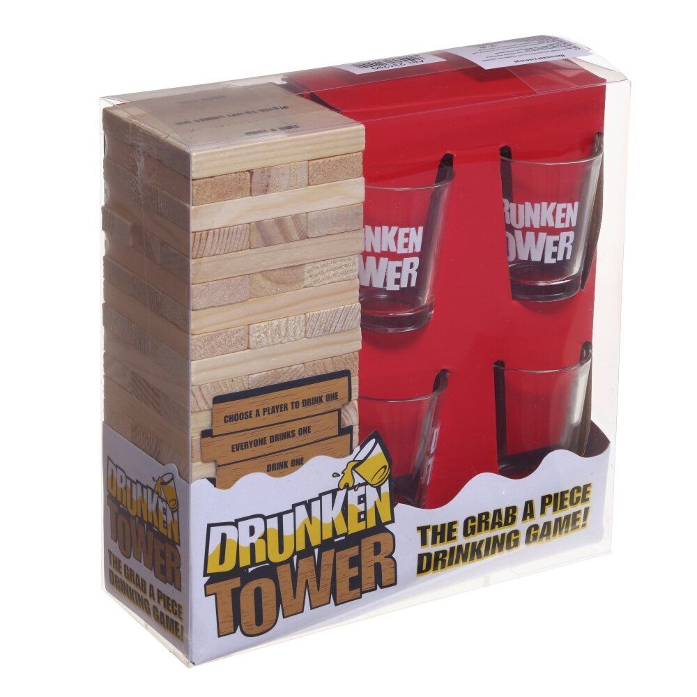 GAEM Игра настольная (питейная) "Башня" со стопками, L19 W7 H20 см