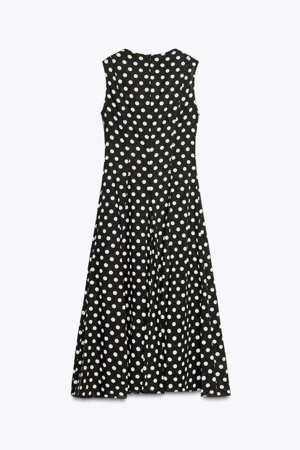 ZARA ПЛАТЬЕ МИДИ В ГОРОШЕК — ZW COLLECTION, ЧЕРНЫЙ/БЕЛЫЙ