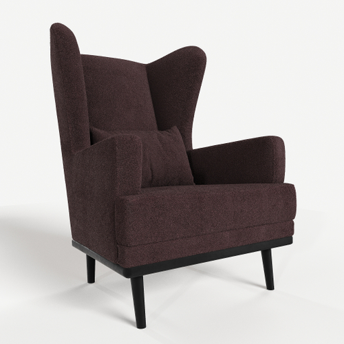 Мягкое кресло с ушами Фантазёр L-5 (Темно-фиолетовый), искусственный мех, на высоких ножках, для отдыха и чтения книг. В гостиную, балкон, спальню и переговорную комнату.