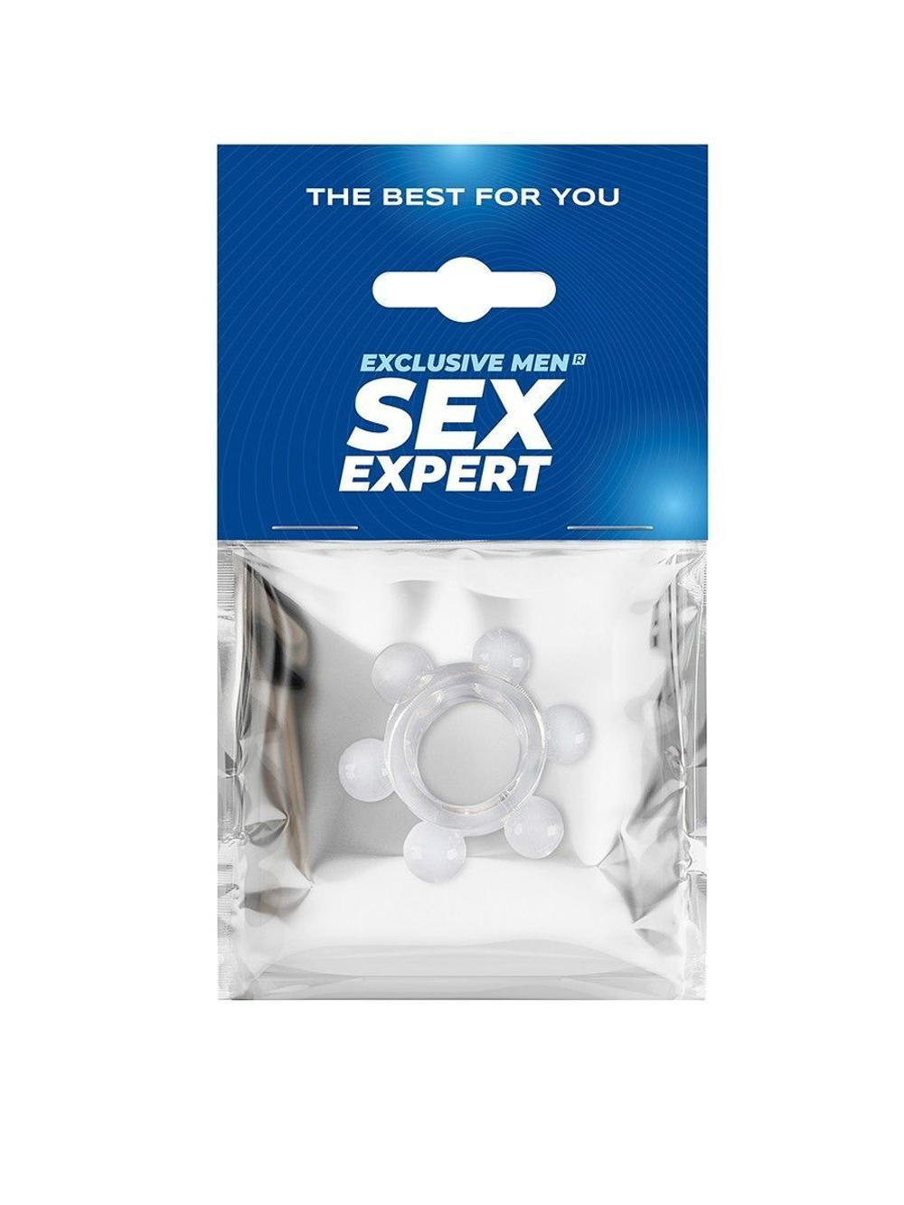 Прозрачное эрекционное кольцо с 6 стимулирующими шариками (Цвет: белый)