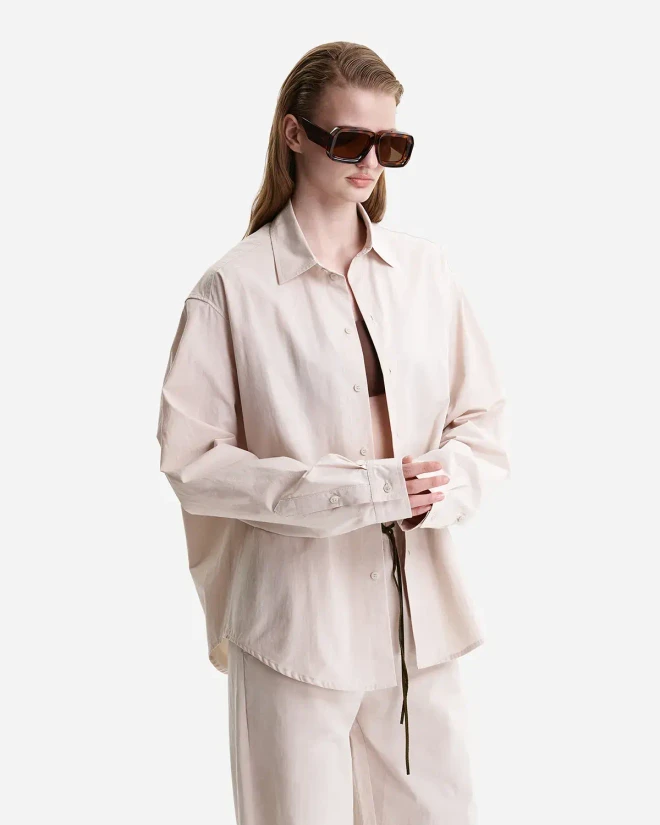 Рубашка из итальянского хлопка бежевая
