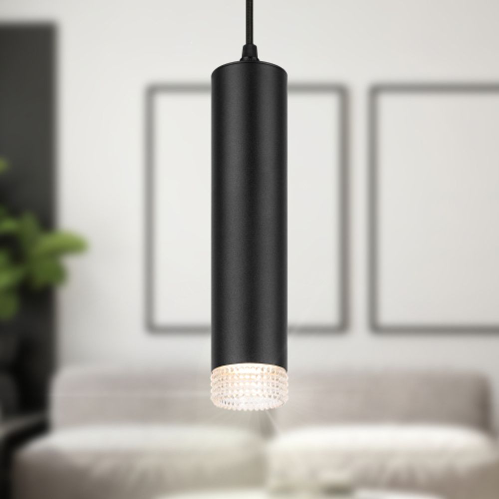 Светильник подвесной (подвес) ЭРА PL18 BK/CL MR16 GU10 потолочный цилиндр черный, прозрачный | Подвесные светильники