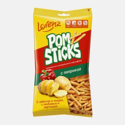 Чипсы картофельные соломкой Pomsticks с паприкой 100г