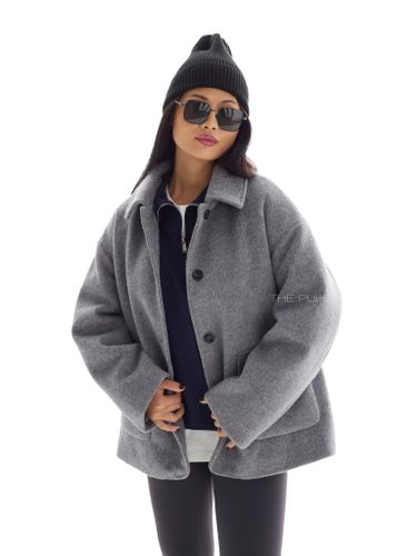 Короткая шерстяная куртка-пальто в сером цвете