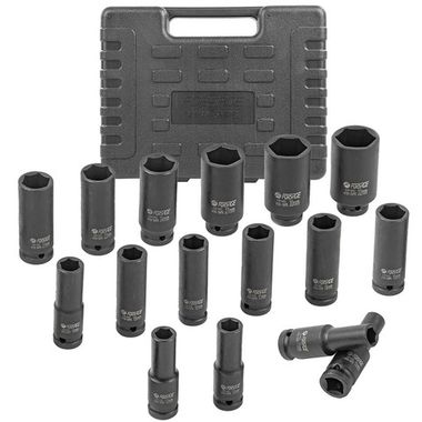 Набор головок ударных глубоких, 16пр.,1/2''(10-19, 21, 22, 24, 27, 30, 32мм),в кейсе Forsage F-4169-5MPB