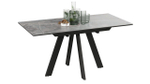 Стол кухонный обеденный раздвижной Черный муар/Керамика матовая серый мрамор 120(160)х80х76 см