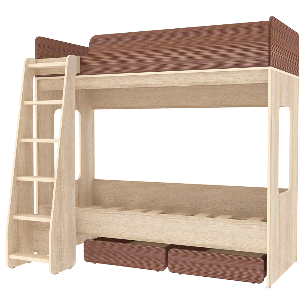 Двухъярусная кровать КарИВи Л-Д601.2 с ящиками 75x175 Дуб Сонома Бодего Темный