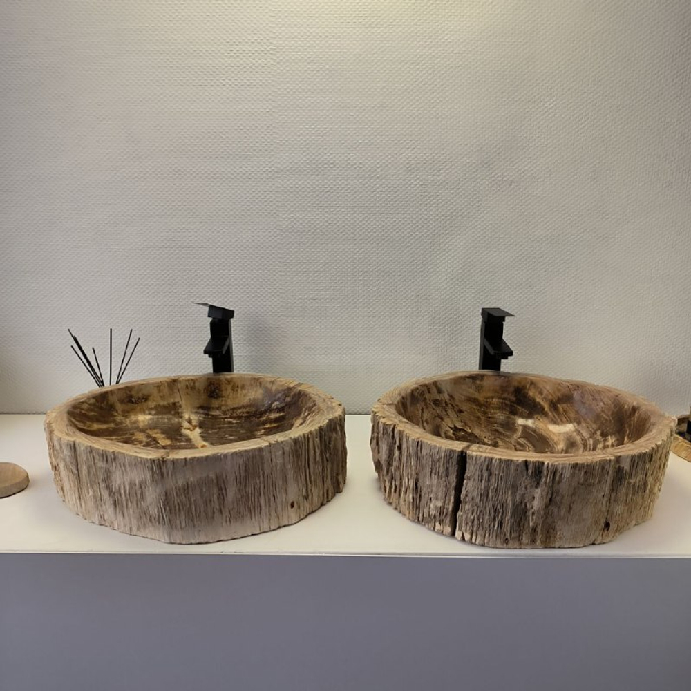 Раковина из окаменелого дерева ПАРА! OD-62335 56*49*16 2шт