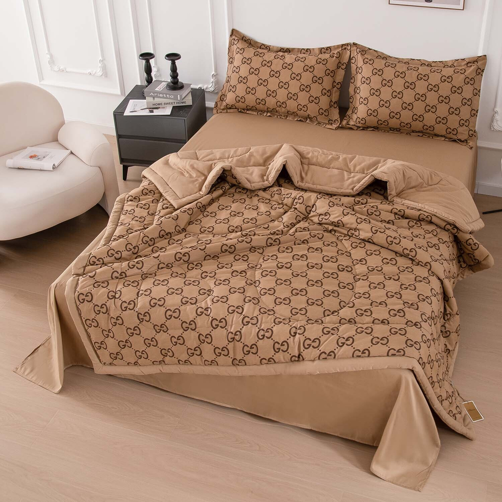 Комплект постельного белья Сатин с Одеялом 100% хлопок 160x80 на резинке OBR166