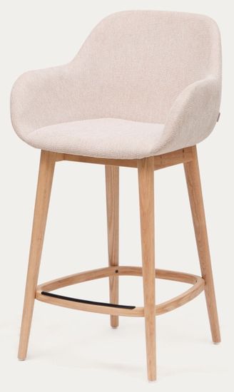 Полубарный стул Konna бежевого цвета с ножками из массива ясеня в светлой отделке, 65 см