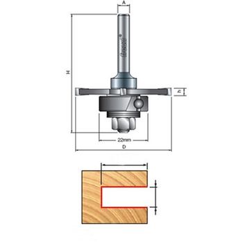 Фреза пазовая трехлучевая с подшипником Freud DTS-63-11308 50,8 х 2,5, L=14,4 с хв. 8 мм