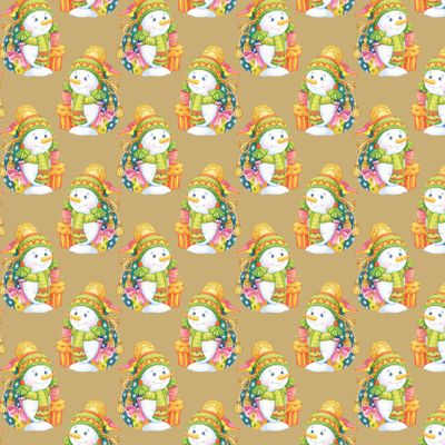 Снеговик с подарками. Бежевая зимняя груша. Новый год и Рождество