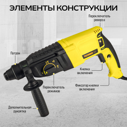 Перфоратор электрический TECHNICOM TC-ERH26, 800Вт, 220В, 900 об/мин, 4000 уд/мин