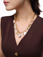 Колье "Pearl stone pink" Gold