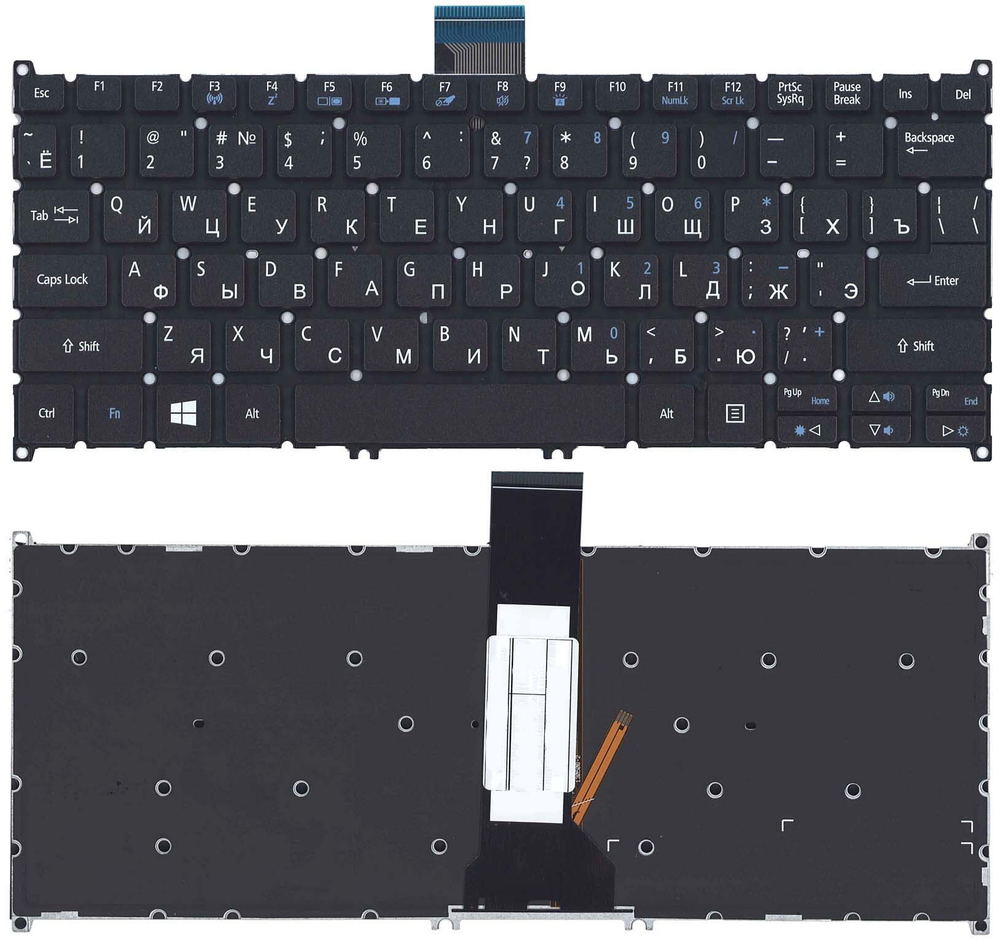 Клавиатура для ноутбука Acer Aspire V5-122P черная с подсветкой