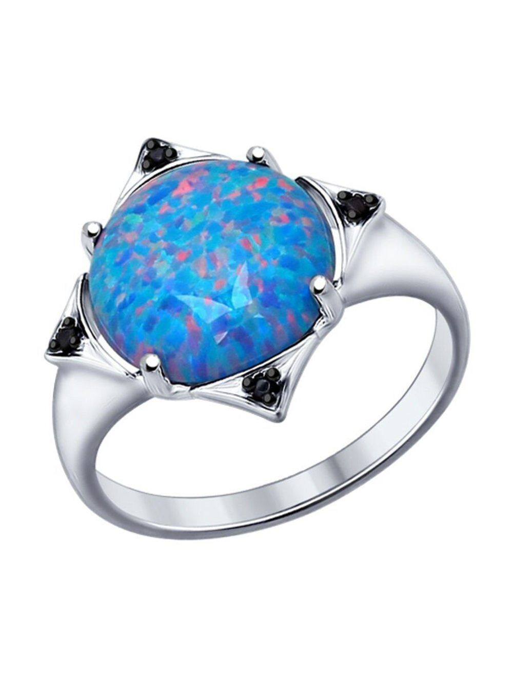Кольцо из серебра 925 с опалом и фианитами. Размер 18.