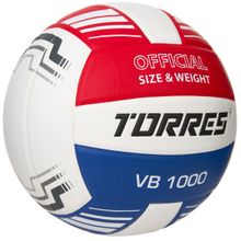 Мяч вол. TORRES VB 1000, V32415, р.5, синт.кожа (микрофибра), клееный, бут.кам, бел-син-красный