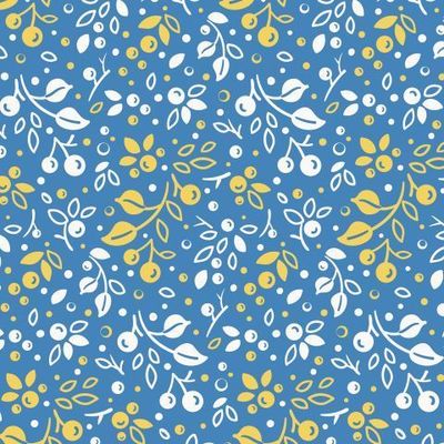 Веточки с ягодами на ярком голубом фоне