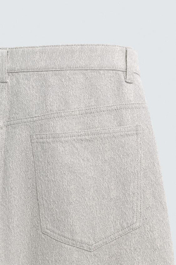 ZARA БРЮКИ STRAIGHT FIT ЖАККАРД, СЕРЫЙ