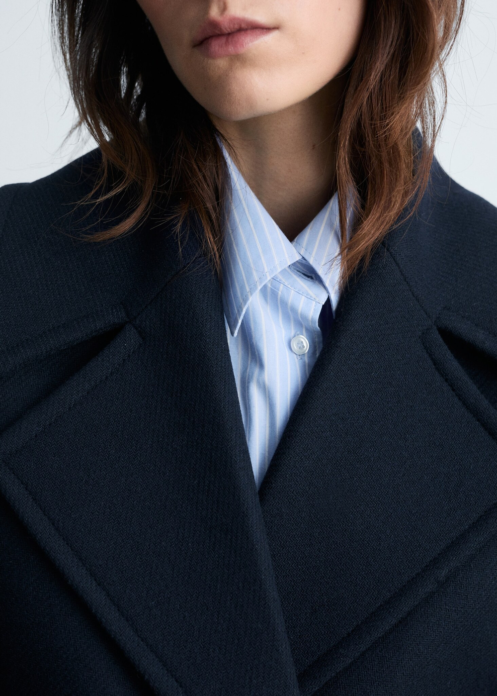 MANGO Пальто из смесовой шерсти, темно-синий