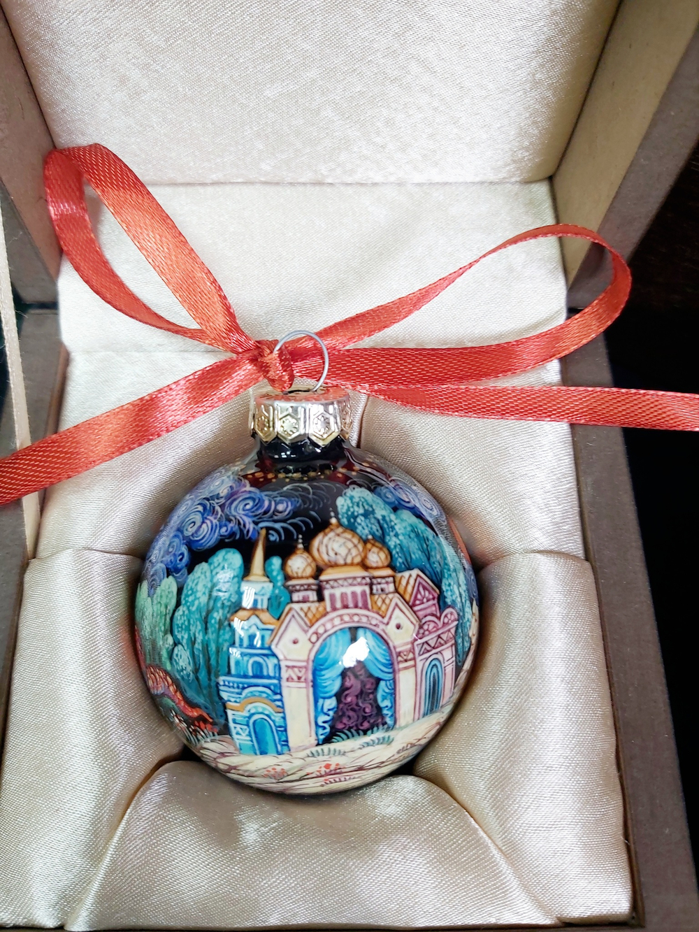 Шар новогодний с ручной росписью  Палех "Дракон Горыныч"