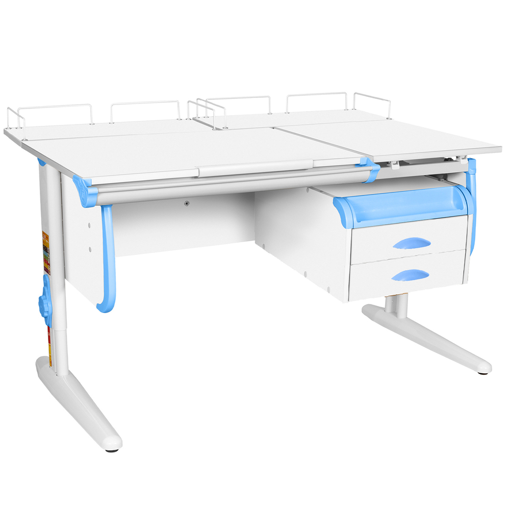 Растущая парта Дэми СУТ 25 с задними полками СУТ.15.210 и навесной тумбой (1200×880 мм)