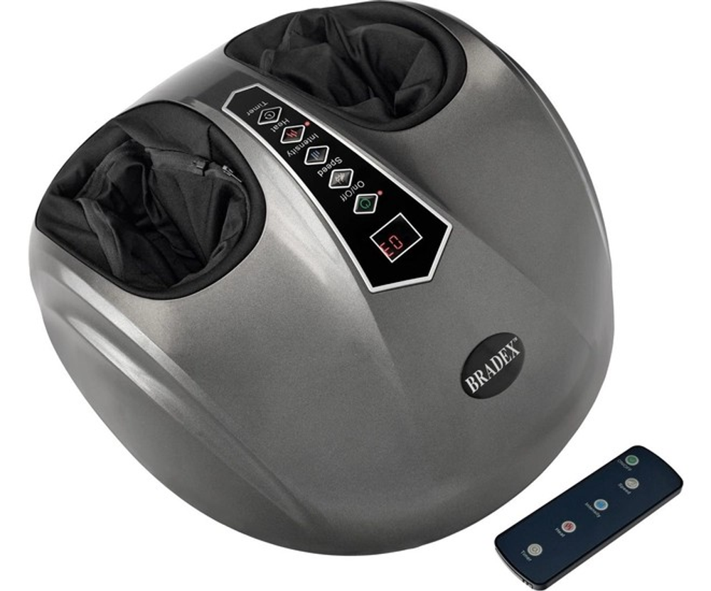 Массажер для ног электрический Bradex ФУДЖИ, серый (роликовый + компрессионный массаж)