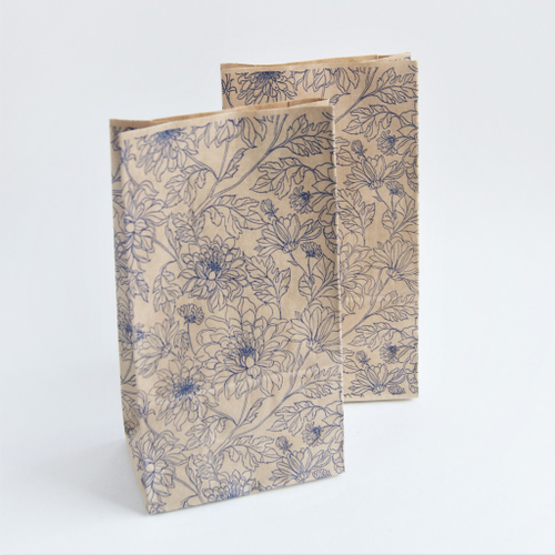 Пакет крафт Синие цветы 1 упаковка (100 шт)