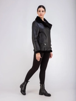 Дубленка авиатор женская натуральная удлиненная Турция