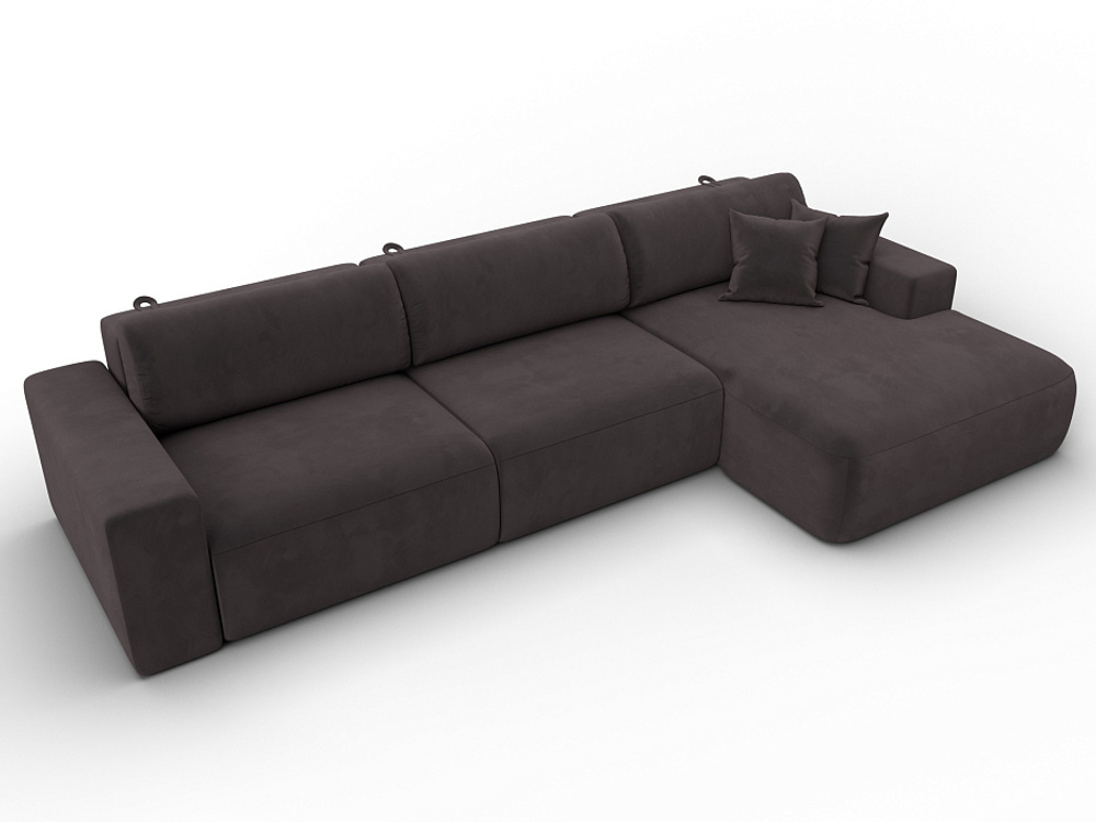 Диван угловой Лига-036 НПБ Классик Лонг правый угол ВЕЛЮР Коричневый