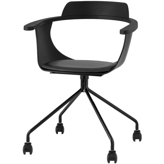 Черный пластиковый стул Stell на колесиках | Купить в Hallberg.ru